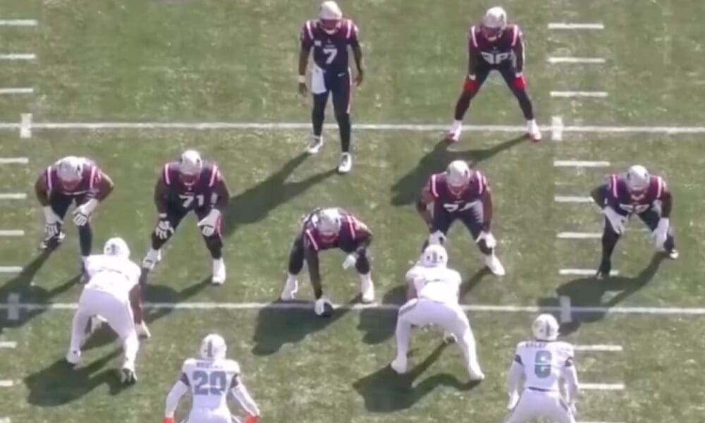 New England Patriots offensive formation against the Miami Dolphins in Week 5, 2024